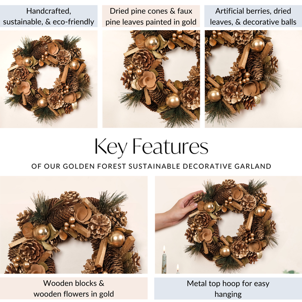 Golden Forest Sustainable Decorative Wreath