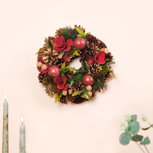 Scarlet Winter Wreath For Seasonal Wall Decor