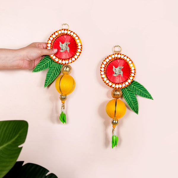 Swastik Mirror Side Door Toran Set Of 2