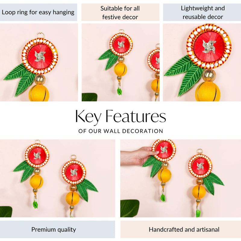 Swastik Mirror Side Door Toran Set Of 2