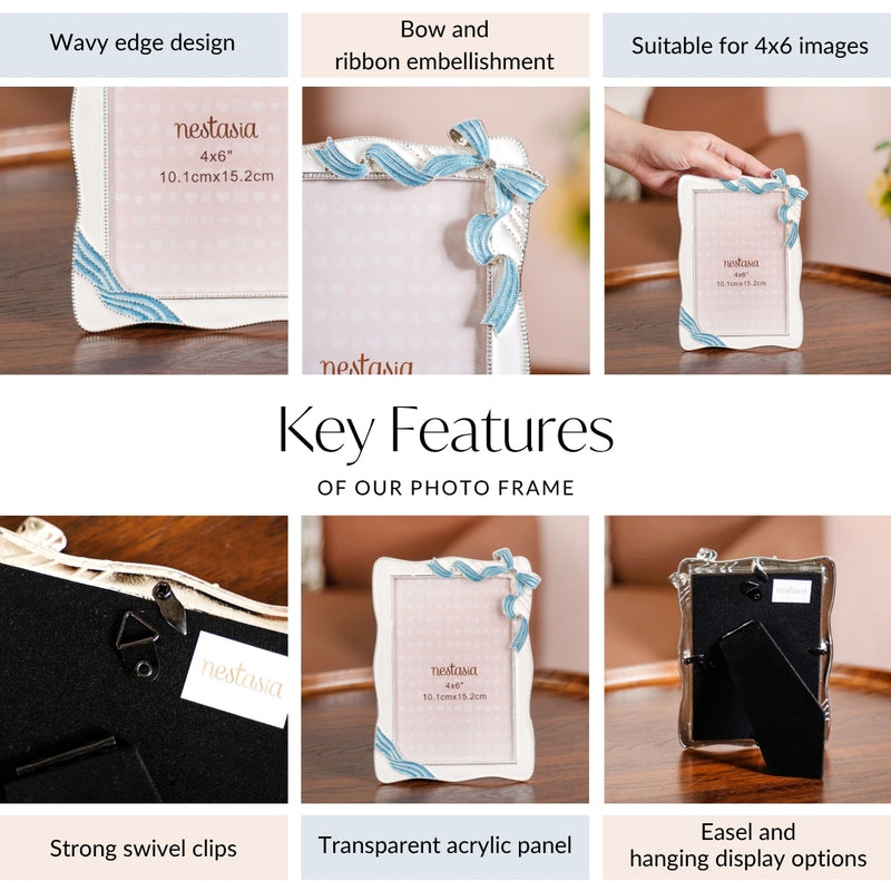 Dainty Blue Bow Photo Frame Small 10x15cm