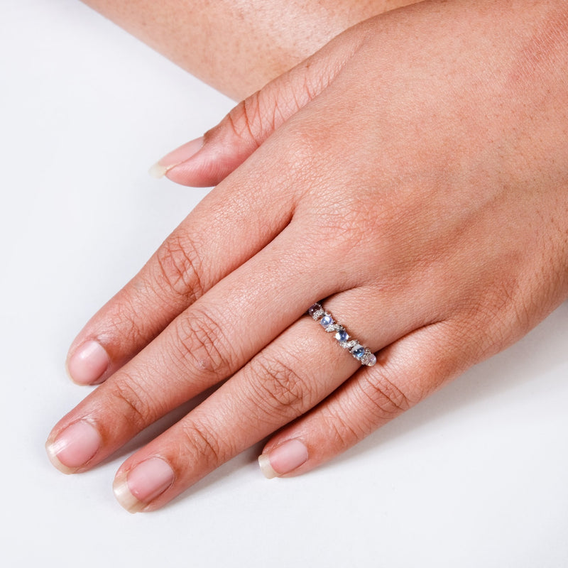 Stone Swirls Silver Ring