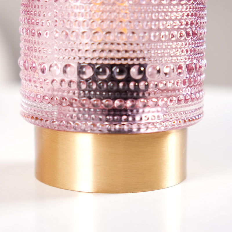 Sleek Portable Purple Glass Bedside Lamp With E27 Light Bulb