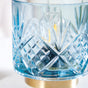 Blue Tinted Glass Cordless Table Lamp With LED Light Bulb