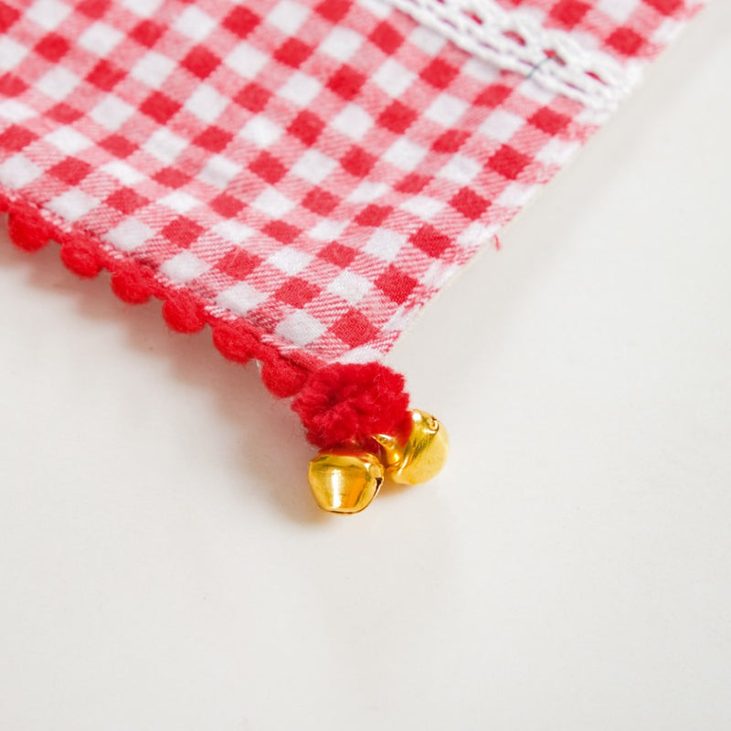 Red Checkered Cotton Table Runner With 6 Table Mats