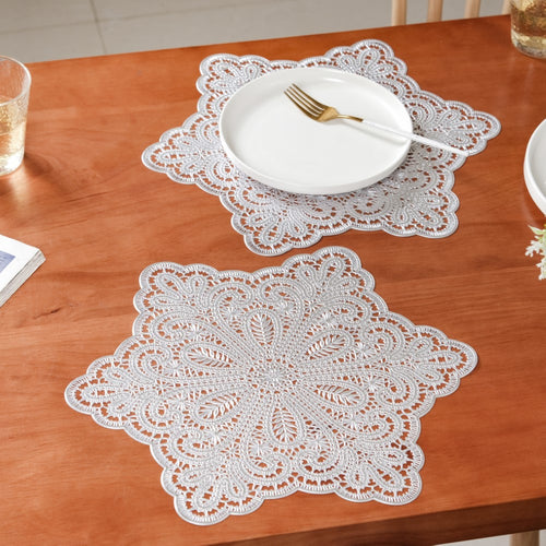 Maroon - Hand Embroidered Floral Cotton Reversible Table Mat 62