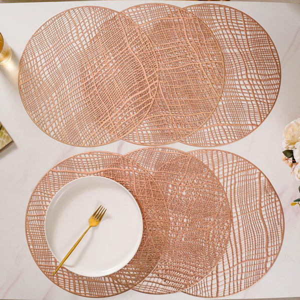 Rose Gold Designer Round Table Mat Set Of 6