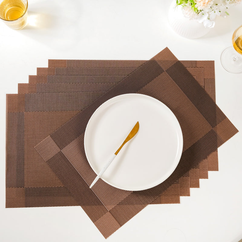 Textured Reversible Table Mat Brown Set Of 6