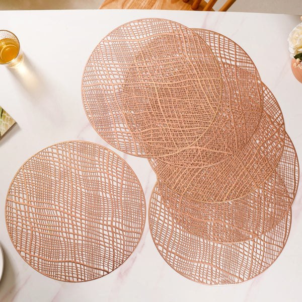 Rose Gold Designer Round Table Mat Set Of 6 Online - Premium Table Mat ...
