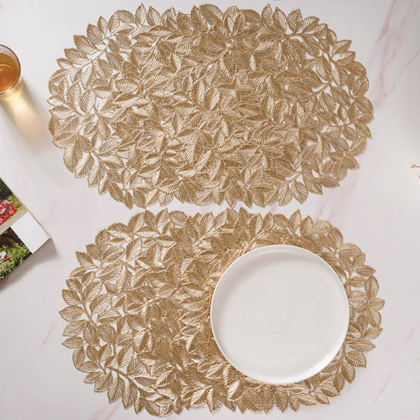 Round Gold Waterproof Placemat Set Of 6