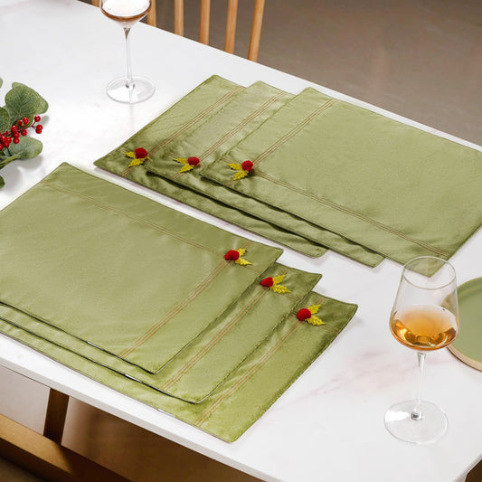 Green Velvet Table Mat Set Of 6