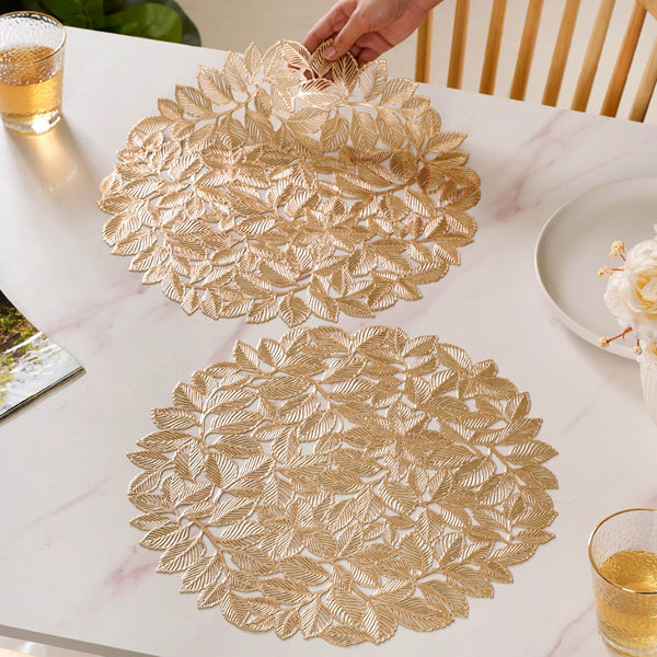 Round Gold Waterproof Placemat Set Of 6