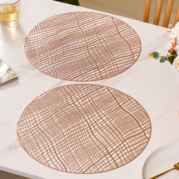 Rose Gold Designer Round Table Mat Set Of 6 Online - Premium Table Mat ...