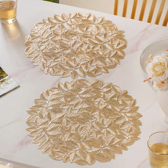 Round Gold Waterproof Placemat Set Of 6