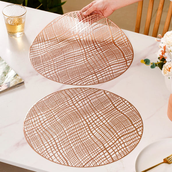 Rose Gold Designer Round Table Mat Set Of 6 Online - Premium Table Mat ...
