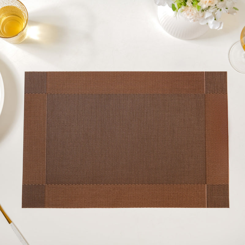 Textured Reversible Table Mat Brown Set Of 6
