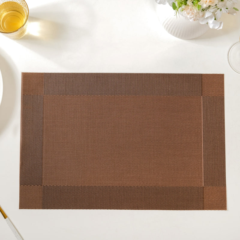 Textured Reversible Table Mat Brown Set Of 6