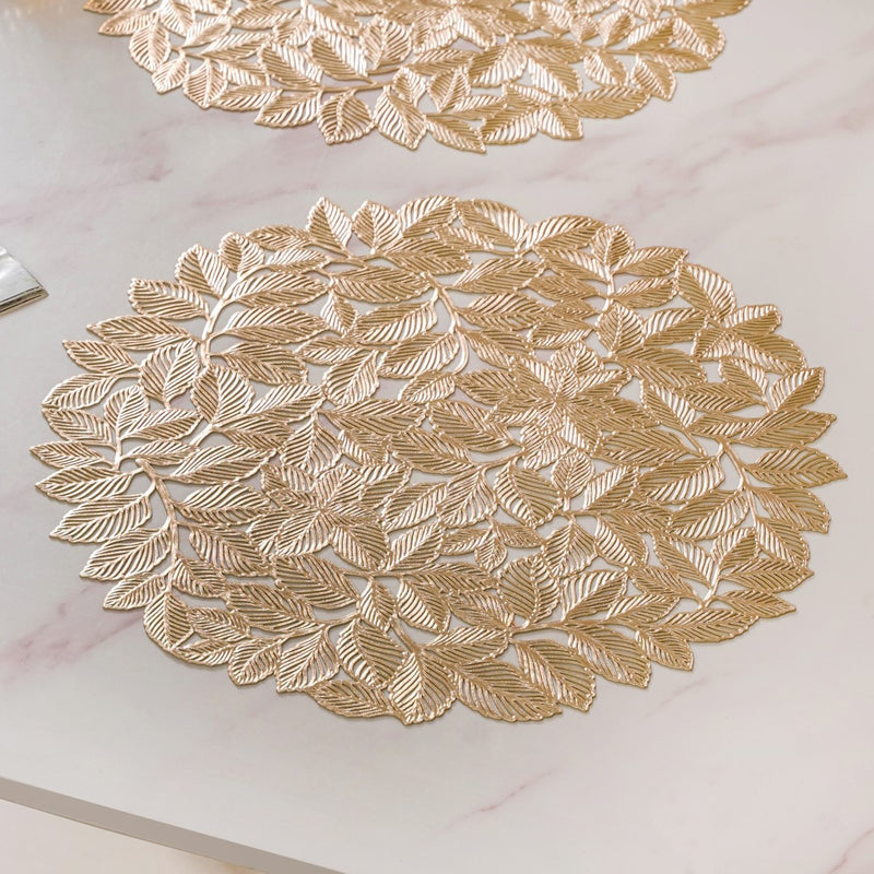 Round Gold Waterproof Placemat Set Of 6