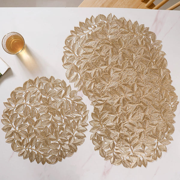 Round Gold Waterproof Placemat Set Of 6