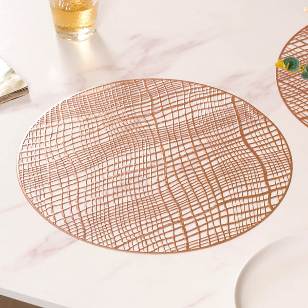 Rose Gold Designer Round Table Mat Set Of 6 Online - Premium Table Mat ...