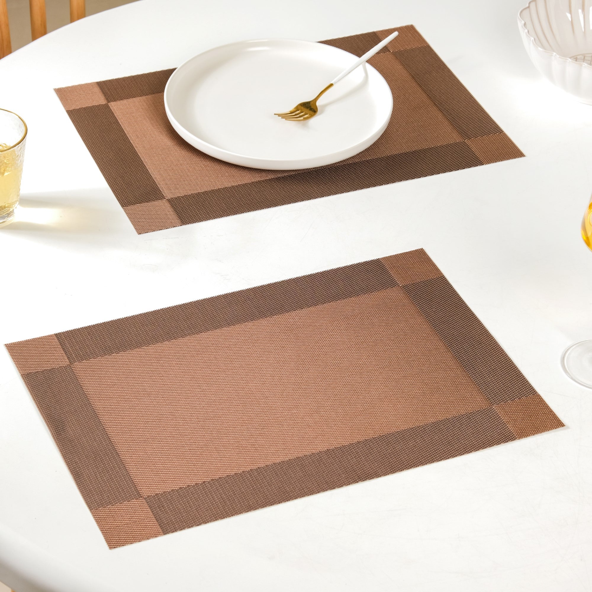 Textured Reversible Table Mat Brown Set Of 6 Online - Premium Table Mat ...