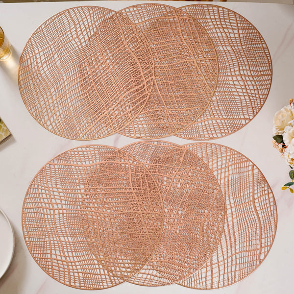 Rose Gold Designer Round Table Mat Set Of 6 Online - Premium Table Mat ...