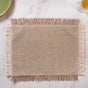 Woven Set Of Long Runner and 6 Table Mats Beige