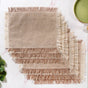 Woven Set Of Long Runner and 6 Table Mats Beige