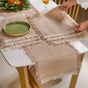 Woven Set Of Long Runner and 6 Table Mats Beige