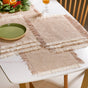 Woven Set Of Long Runner and 6 Table Mats Beige