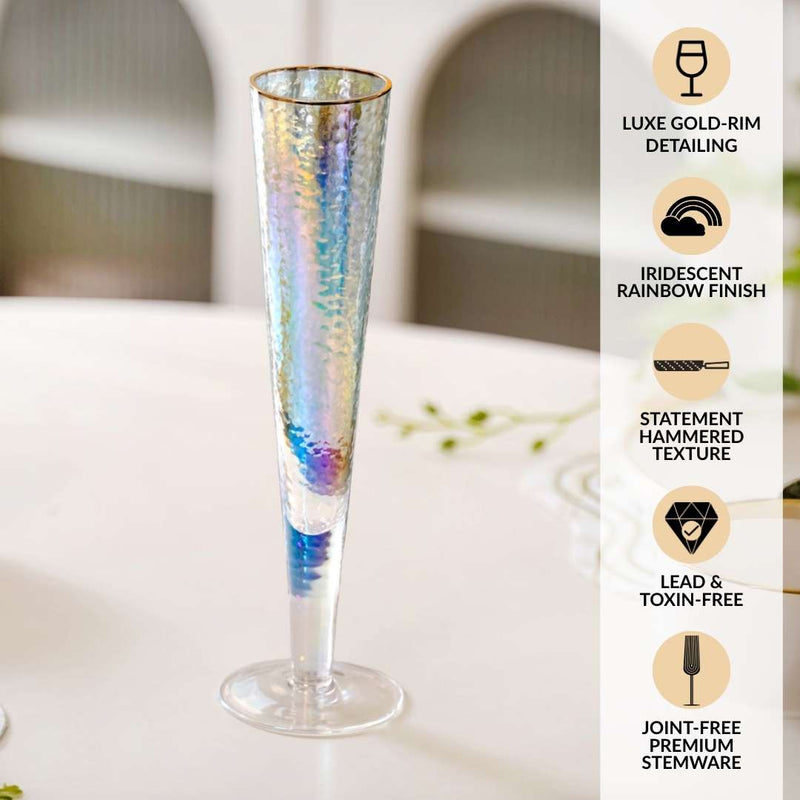 Tall Iridescent Champagne Glass Set Of 2 180ml