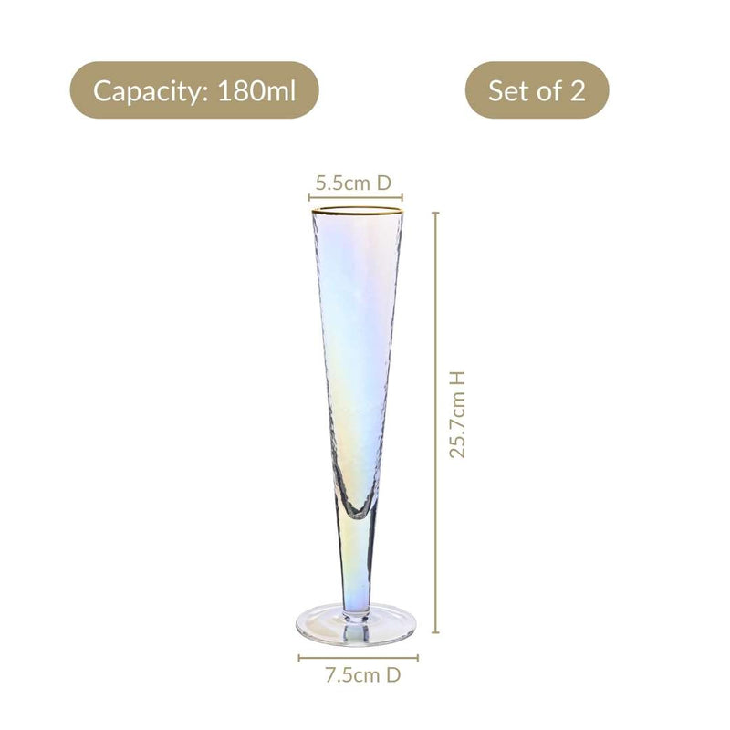 Tall Iridescent Champagne Glass Set Of 2 180ml