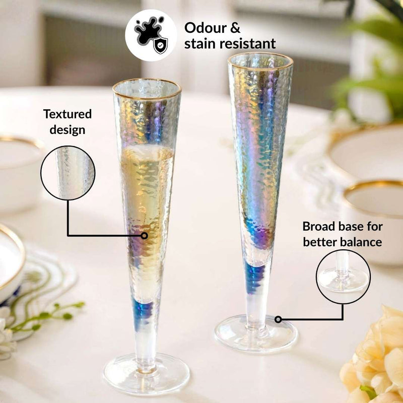 Tall Iridescent Champagne Glass Set Of 2 180ml