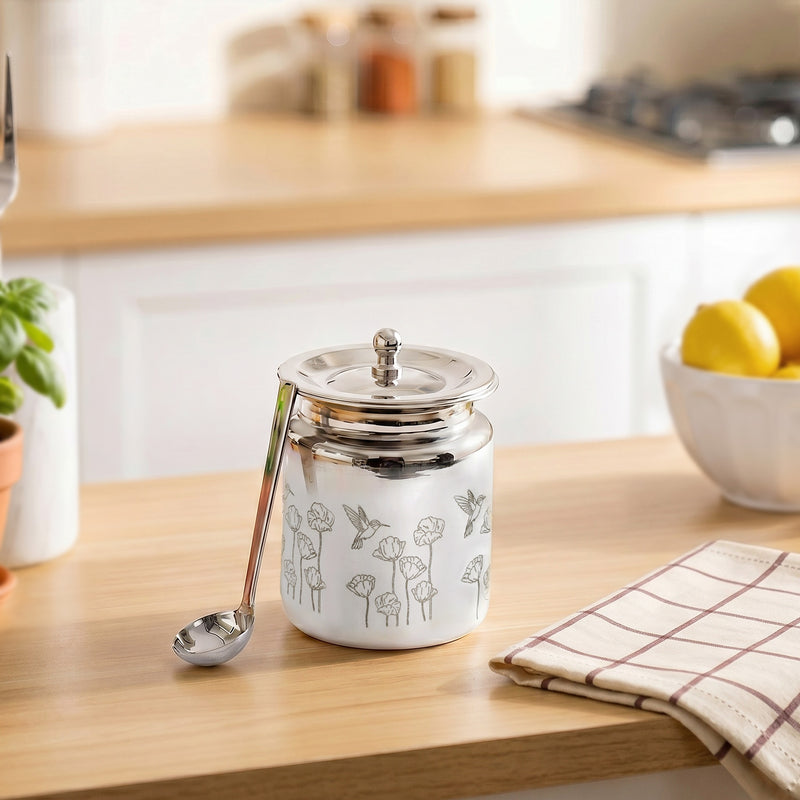 Garden Engraved Ghee Pot With Spoon 350ml