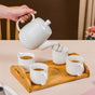 Art Deco Style Ceramic Tea Set With Wooden Serving Tray