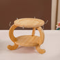 Fluted Ceramic Tea Set With Double Tier Wooden Stand