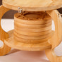 Fluted Ceramic Tea Set With Double Tier Wooden Stand