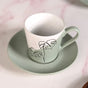 Serene Tropics Ceramic Tea Cup Saucer Set Of 4 Sage 225ml