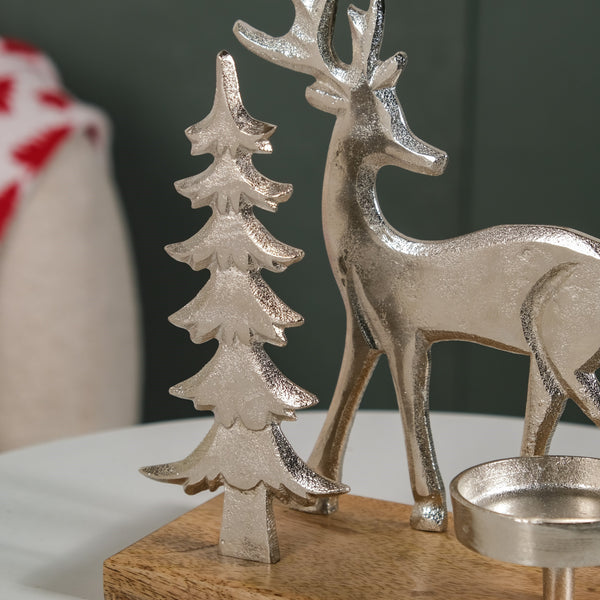 Christmas Tree And Reindeer Candle Holder