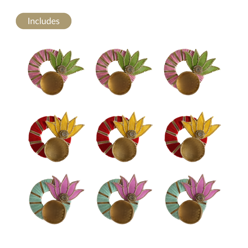 Decorative Festive Tealight Candle Holder Set of 9- Decorative Tealight Holders, Candle Holders Set, Multicolour Tealight Holders, Festive Candle Holders, Tealight Decor Set
