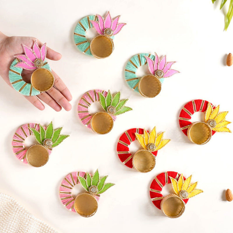 Decorative Festive Tealight Candle Holder Set of 9- Decorative Tealight Holders, Candle Holders Set, Multicolour Tealight Holders, Festive Candle Holders, Tealight Decor Set