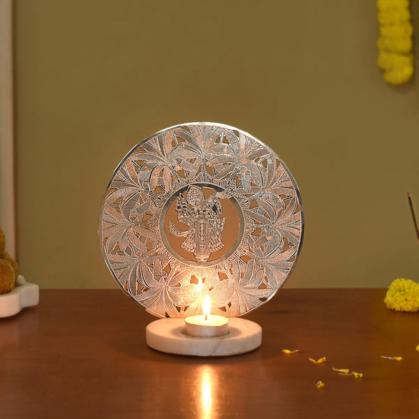 Shreenathji Tealight Candle Holder With Marble Base