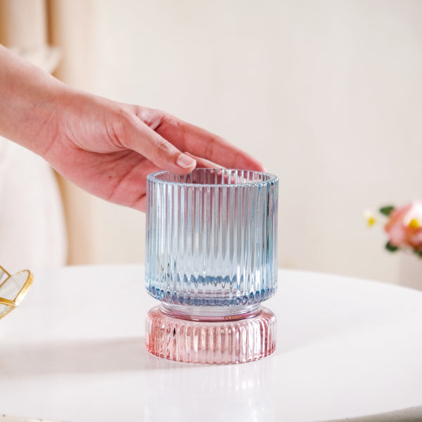 Ribbed Texture Glass Tealight Candle Holder