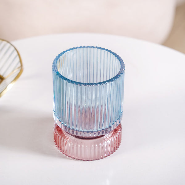 Ribbed Texture Glass Tealight Candle Holder