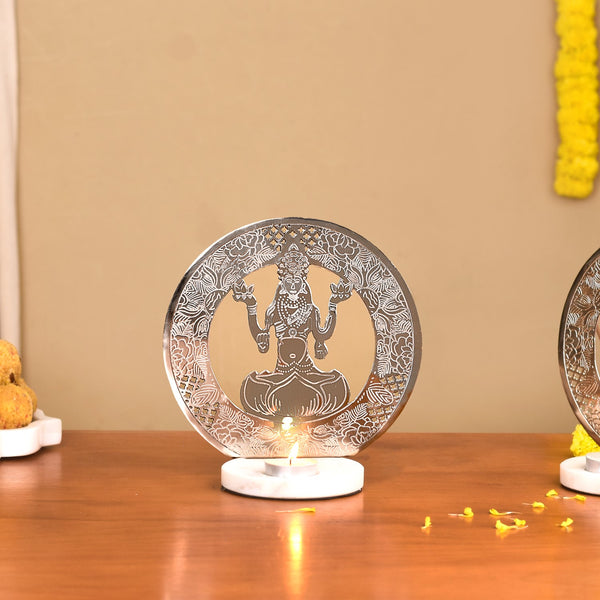 Laxmi Ganesh Metal Tealight Candle Holder Set Of 2