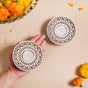 Set Of 2 Round Mandala Candle Holders With Tea Lights