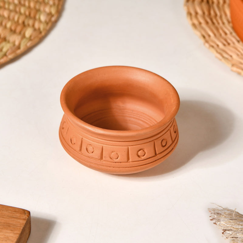 Engraved Terracotta Matki Bowls Set Of 6 100ml