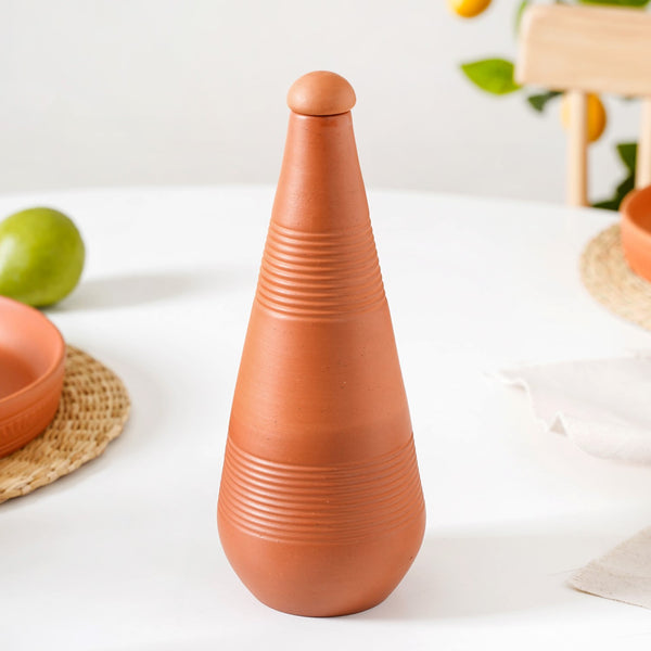 Terracotta Taper Water Bottle 800ml - Terracotta water bottle, earthen clay water bottle