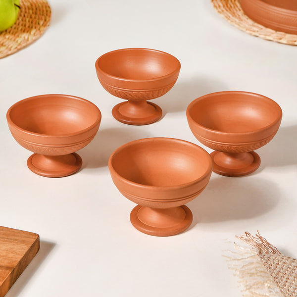 Terracotta Stemmed Dessert Bowls Set Of 4 150ml