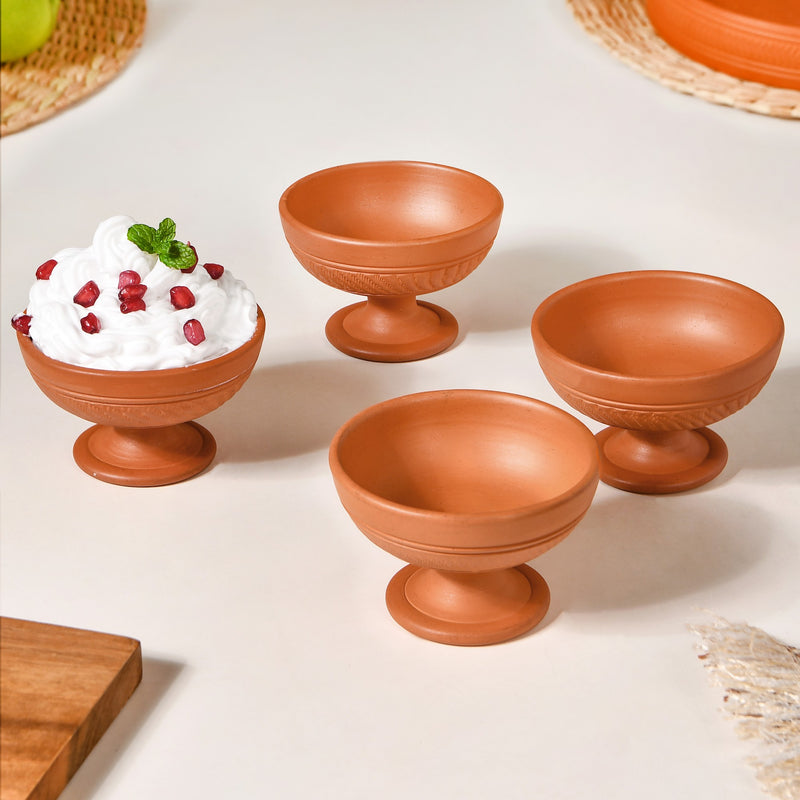 Terracotta Stemmed Dessert Bowls Set Of 4 150ml